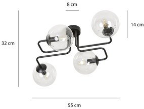 Lampadario da Soffitto BRENDI 4 in acciaio e vetro 4xE14 Colore delle Sfere Trasparente