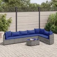 Set Divano da Giardino 8 pz con Cuscini Grigio in Polyrattan 3308391