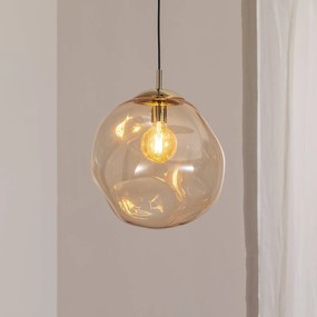 TK Lighting Lampada a sospensione in vetro Sol, Ø 35 cm, nero/ambra