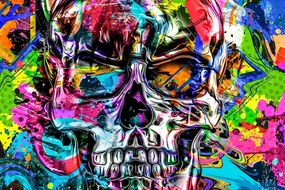 Stampa su tela – Teschio artistico colorato