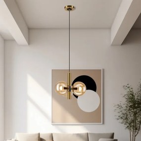Lampadario a sospensione con filo ROLLO 3xE14/5W/230V oro/fumé beige