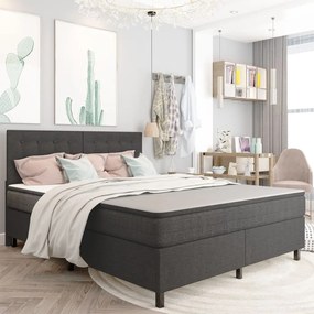 Letto A Molle Grigio Scuro İn Tessuto 160x200 Cm /