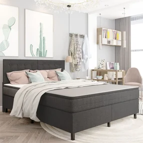 Letto A Molle Grigio Scuro İn Tessuto 160x200 Cm /