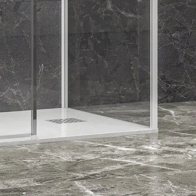 Kamalu - Box doccia 3 lati 90x100x90 scorrevole  telaio bianco | KLA-4000N