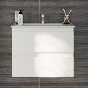 Kamalu - Mobile bagno sospeso 65 cm colore bianco opaco | LAC-EOLO-65
