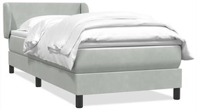 Giroletto A Molle Con Materasso Grigio Chiaro 90x220 Cm Velluto /