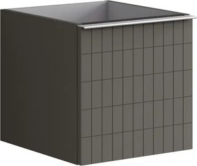 Cassettiera Pixel con 1 cassetto frontale Grid laccato opaco grigio carbone e maniglia alluminio brillante L.40 H.40 P.45,5 cm.