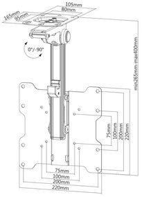 MK FLORIA MKF-17DS220 - Supporto a soffitto per TV da 46" nero