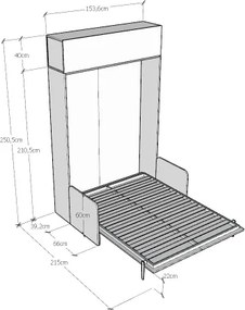 Letto scomparsa verticale francese 140 cm con pensile Bianco KENTARO SOFŔ