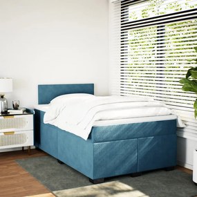 Giroletto a molle con materasso blu 120x190 cm in velluto