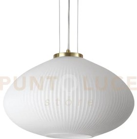 Plisse' lampadario a sospensione in vetro soffiato con decoro in ri...