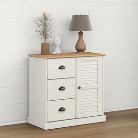 Credenza cassetti vigo bianco 78x40x75 cm legno massello pino