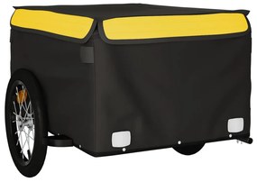 Rimorchio da Bici Nero e Giallo 45 kg in Ferro