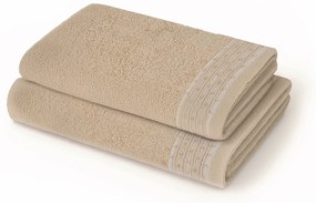Coppia asciugamani spugna viso e ospite taupe