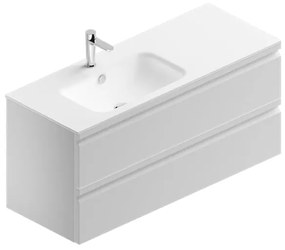 Mobile bagno sospeso con lavabo L 120 x H 56 x P 46 cm bianco opaco in mdf 2 cassetti per vasca a sinistra Pull