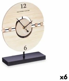Orologio da Tavolo Palle Nero Metallo Legno MDF 20,5 x 26,5 x 7 cm (6 Unità)