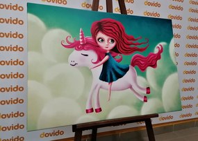 Stampa su tela – Bambina con unicorno