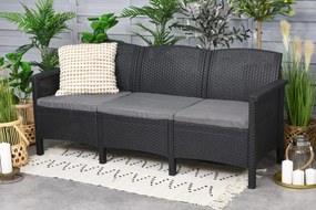 Divano 3 posti in polyrattan antracite Venezia 3 Bica