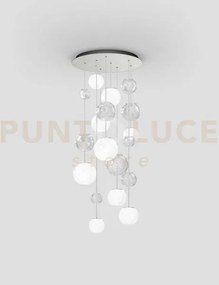 Oto sospensione r55 bianco rigadin nickel satinato 9 luci attacco g9