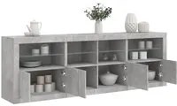 Credenza con Luci LED Grigio Cemento 202x37x67 cm 3209012