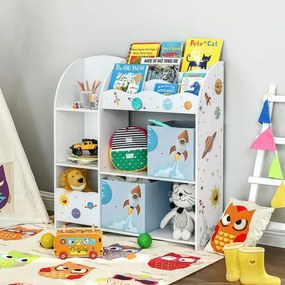Libreria per bambini ANET con scatole in tessuto bianco