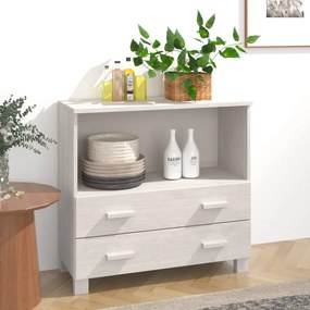 Credenza Hamar Bianca 85x35x80 Cm İn Legno Massello Di Pino /