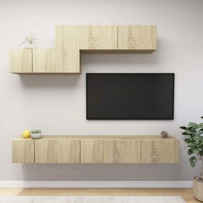 Set Di Mobili Porta Tv 6 Pz Rovere Sonoma İn Legno Multistrato /