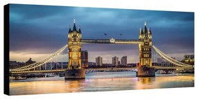 Stampa su tela Tower bridge illuminato, multicolore 190 x 90 cm