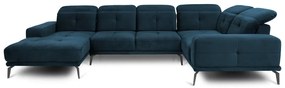 Divano angolare blu scuro (con penisola a destra/a U) e rivestimento in velluto Neviro – ELTAP