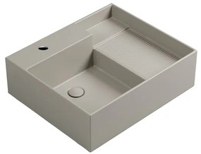 Lavabo da appoggio Nobu COLAVENE con foro rettangolare in ceramica L 60 x H 21 x P 50 cm beige opaco piletta non inclusa