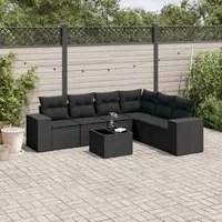 Set Divani da Giardino con Cuscini 7pz Nero Polyrattan 3254952