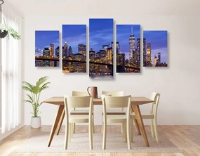 Quadri 5 pezzi – Affascinante ponte di Brooklyn