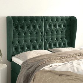 Testiera Ad Orecchio Verde Scuro 163x23x118/128cm İn Velluto /