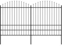 Recinzione Giardino Punta a Lancia (1,75-2)x3,4m Acciaio Nera 277749