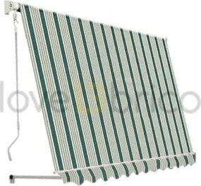 Tenda Da Sole Sangiorgio 100x250 A Caduta Senza Cassonetto Con Braccetti Verde Bianco