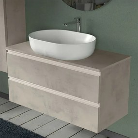 Arredo bagno sospeso 100 cm Master grigio effetto cemento con top e specchio
