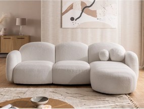 Divano angolare color crema (con penisola a destra/con chaise lounge) con rivestimento in bouclé Orbit – Ropez