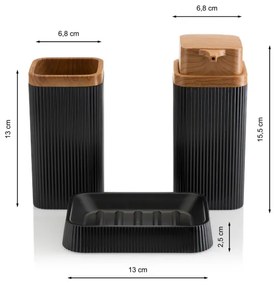 Set da bagno ZOYA 5 pz nero/marrone