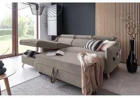 Divano letto angolare in velluto marrone chiaro (angolo sinistro) Sweet Harmony - Miuform