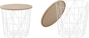 Tavolino da caffè Mariffa in bianco/ legno naturale - p 42 x h 41 cm
