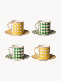 Set di 4 tazzine con piattino Chess