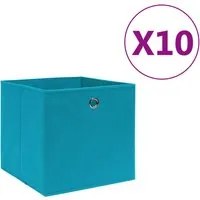 Contenitori 10 pz in Tessuto non Tessuto 28x28x28 cm Azzurro 325233