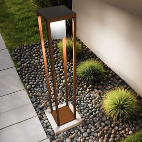 Paletto Lanterna Solare 80cm Corten con Sensore + Picchetto Colore Bianco Naturale 4.000K