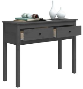 Tavolo consolle grigio 100x35x75 cm in legno massello di pino