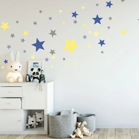 Set di 50 adesivi murali Stelle blu e gialle - Ambiance