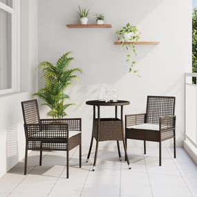 Set da pranzo da giardino  3 pezzi marrone in rattan polietilene