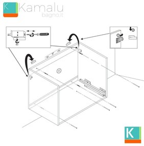 Kamalu - mobile bagno a terra 175 cm doppio lavabo 2 cassetti e anta sp-175ss