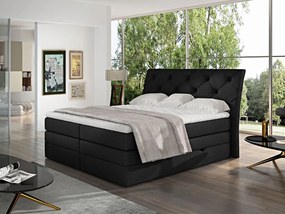 Letto matrimoniale boxspring Salisburgo - 180 x 200 cm , Tessuto nero