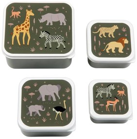 A Little Lovely Company - set di quattro scatole merenda - animali della savana