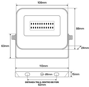 Faro LED 20W IP65 125lm/W - con OSRAM chip LED Colore Bianco Naturale 4.000K